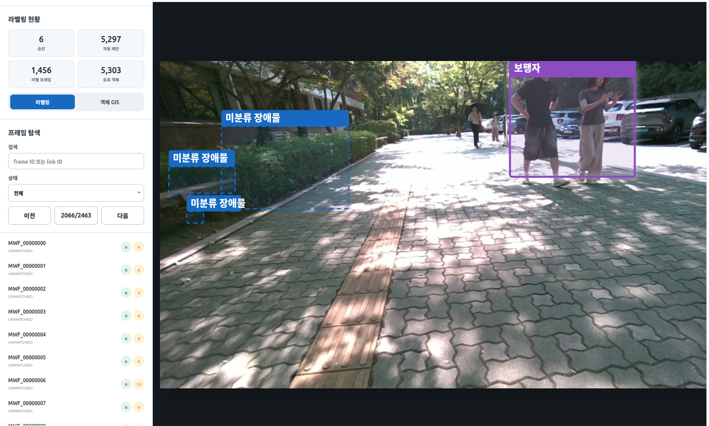 객체·장애물 자동분류 및 라벨링 화면